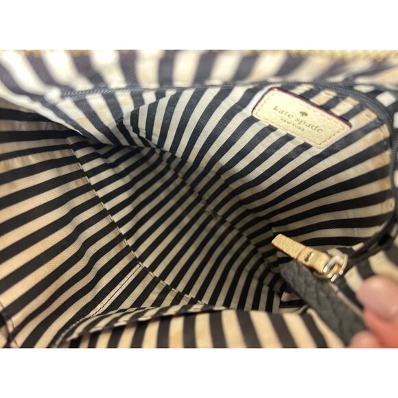 Kate Spade Two-Tone Pebbled Leather Crossbody Bag Adjustable Strap Cream & Black - Picture 7 of 12